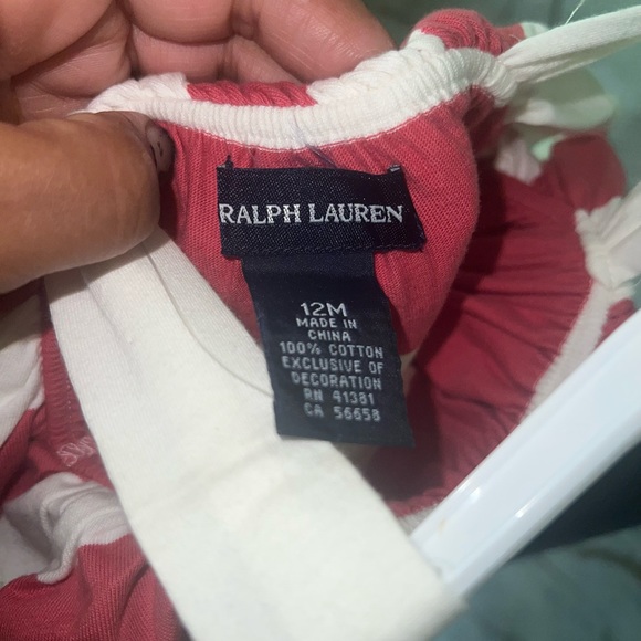 Girls romper short set. Pink and beige striped . - Picture 5 of 5